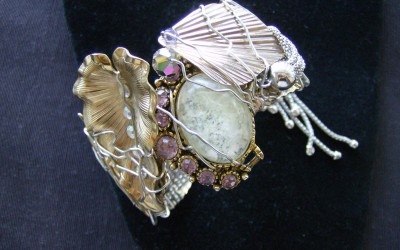 Retro design, retro metals, vintage stones, Cuff Bracelet. SOLD